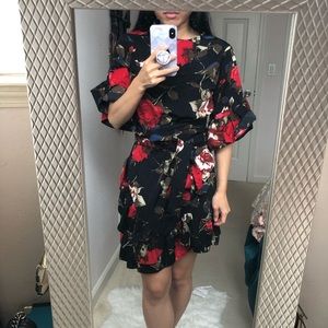 ASOS PrettyLittleThing Floral Frill Mini Dress